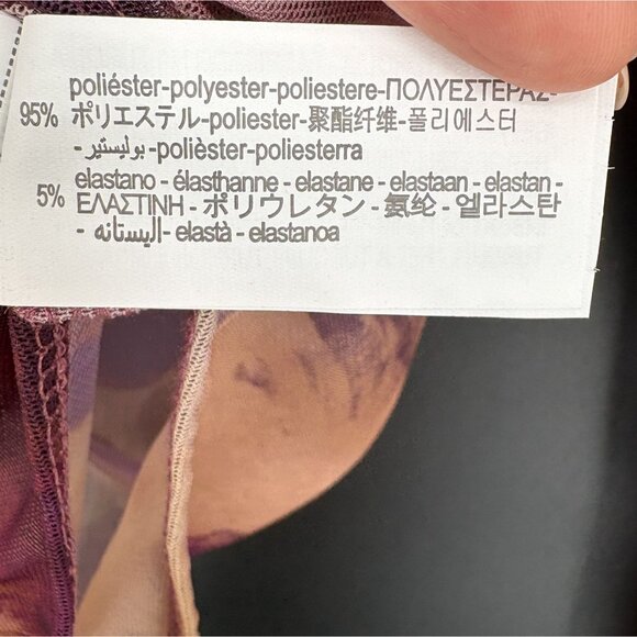 Zara Long Sleeve Sheer Watercolor Print Bodysuit L Purple Brown Going Out Top - Picture 5 of 7